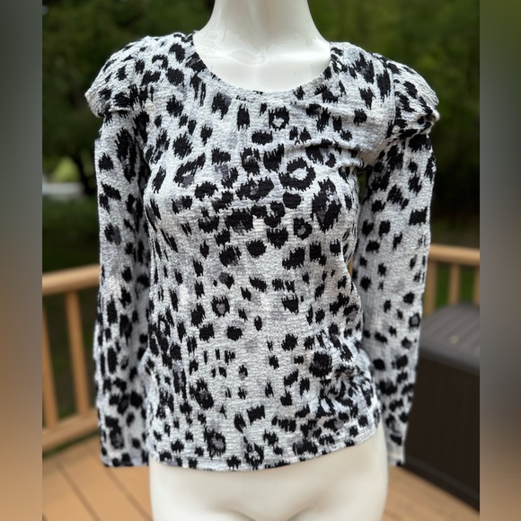 Loft Black and White Leopard Print Women's Top size XSP - Picture 1 of 6